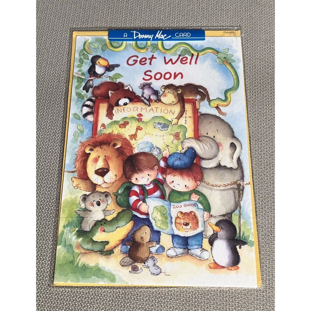 Get Well Soon a Donny Mac‎ Greeting Card Animal Kids